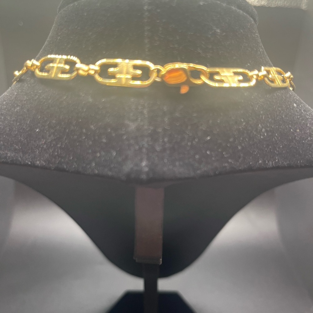 Gold tone chain necklace Givenchy style vintage link necklace GS signed - Picture 5 of 7